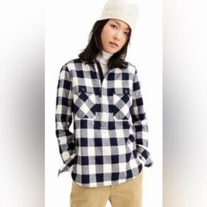 J Crew Women's plaid half zip flannel size Medium
